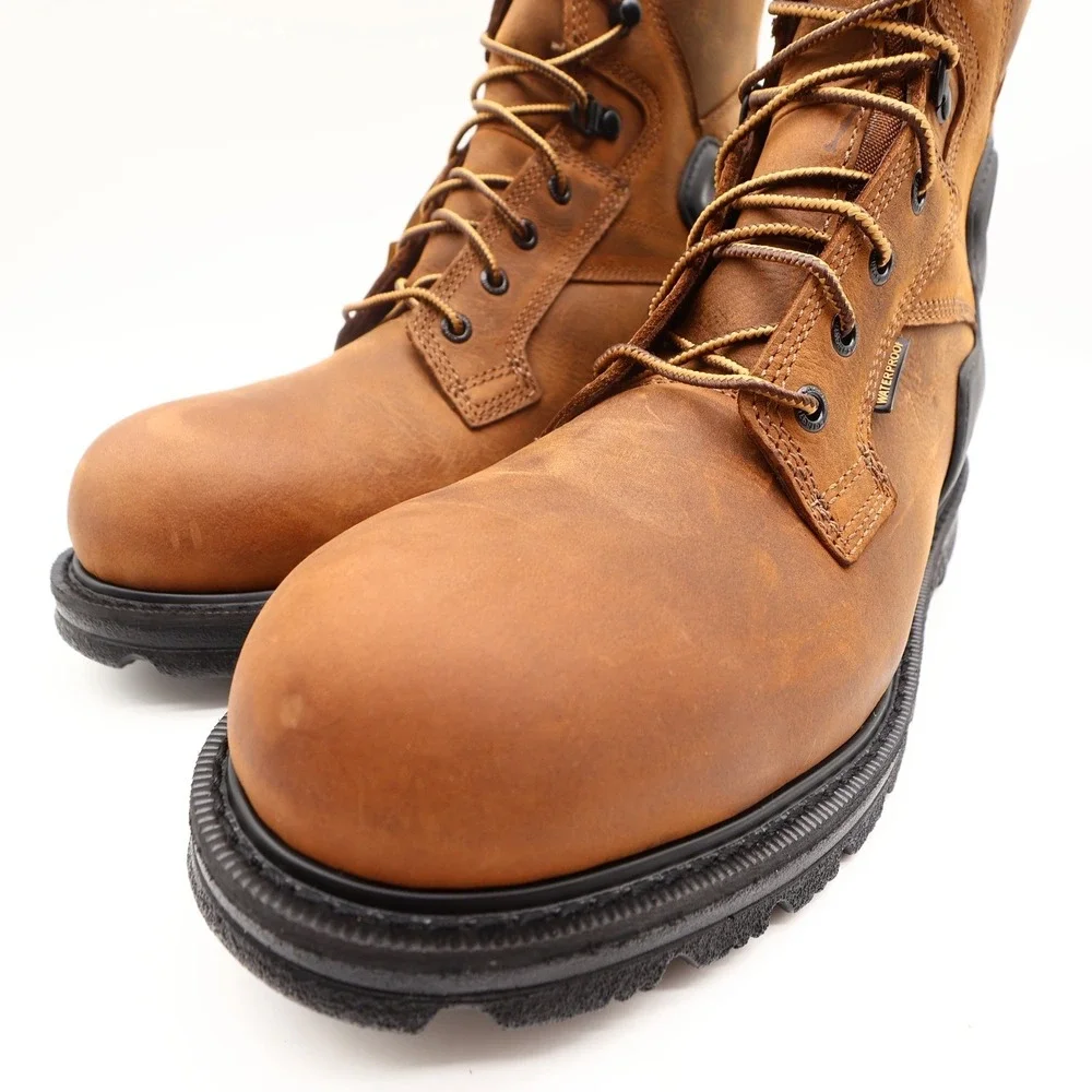 Carhartt Work Boots Mens 12 W Brown Leather Waterproof 8